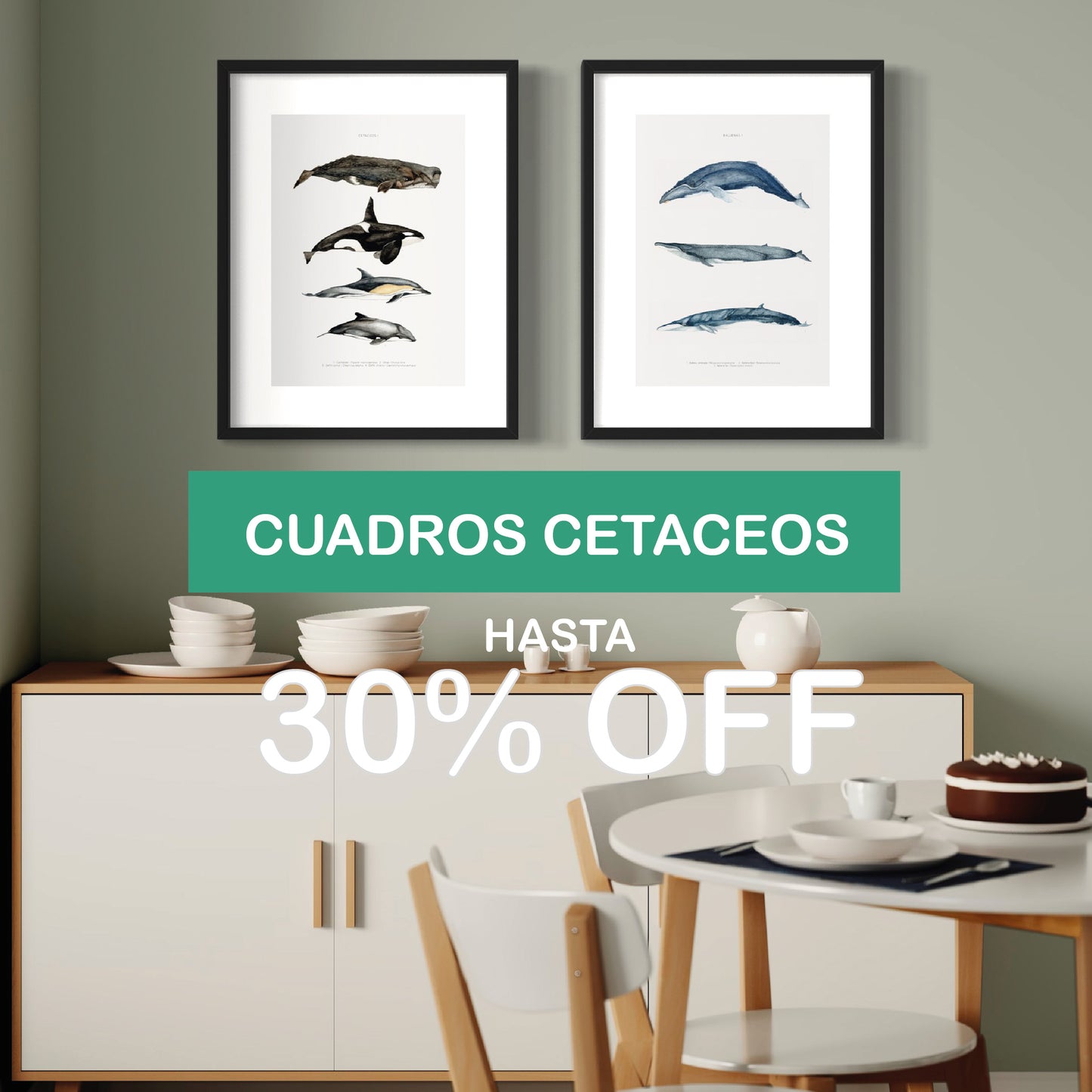 PACK 2 CUADROS CETÁCEOS